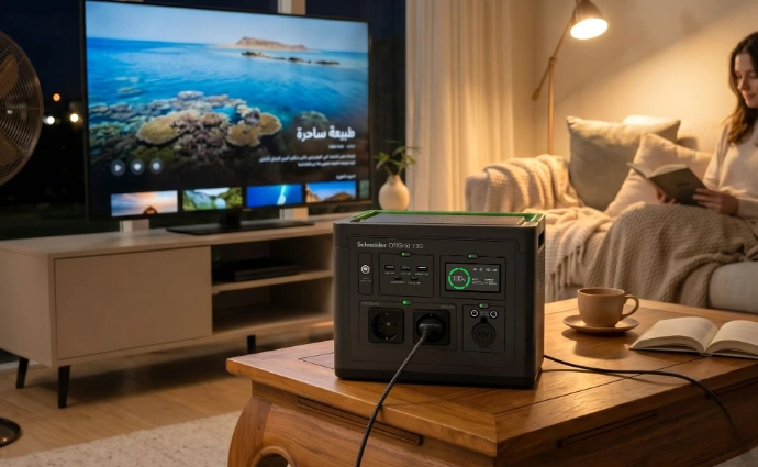 Schneider OffGrid 730 Portable Power Station Schneider OffGrid 730 portable power station running home appliances