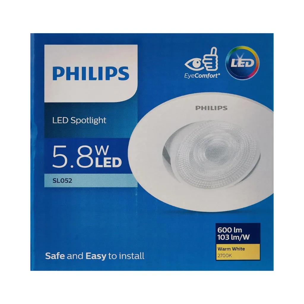 Philips Led Spotlight 5.8w SL052 RD SPOT 70mm 5.8W 2700K MET, Warm White.
