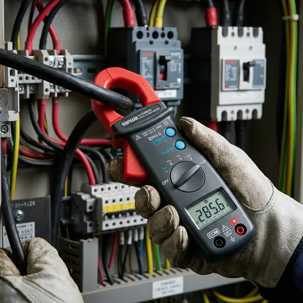 AI Generated Sanwa Clamp Meter in Action