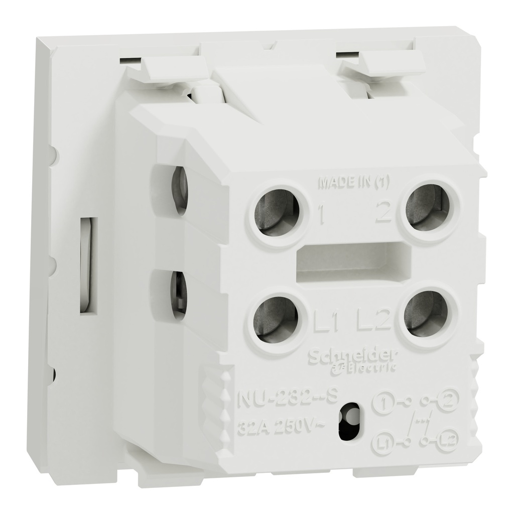 Schneider Electric Switch, Mechanism, 1-Pole 1-Way, 32A, 2 Modules, Screw Terminals, Untreated, IP4X, White New Unica