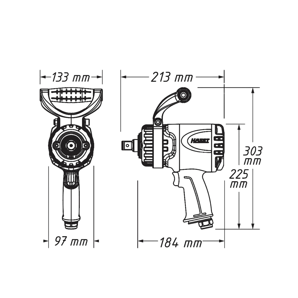 Hazet Solid Twin Turbo Impact Wrench 3/4 inch, 20 mm Square 4100 Nm. Powerful Twin Hammer Mechanism