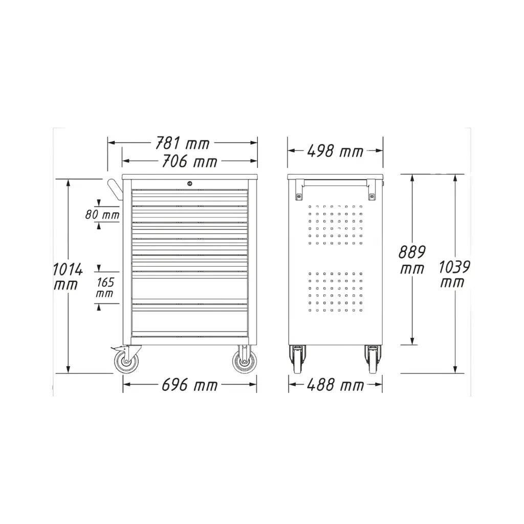 Hazet Tool Trolley Assistent 178N-7 Single 7 Drawers Total 781*498*1039 mm