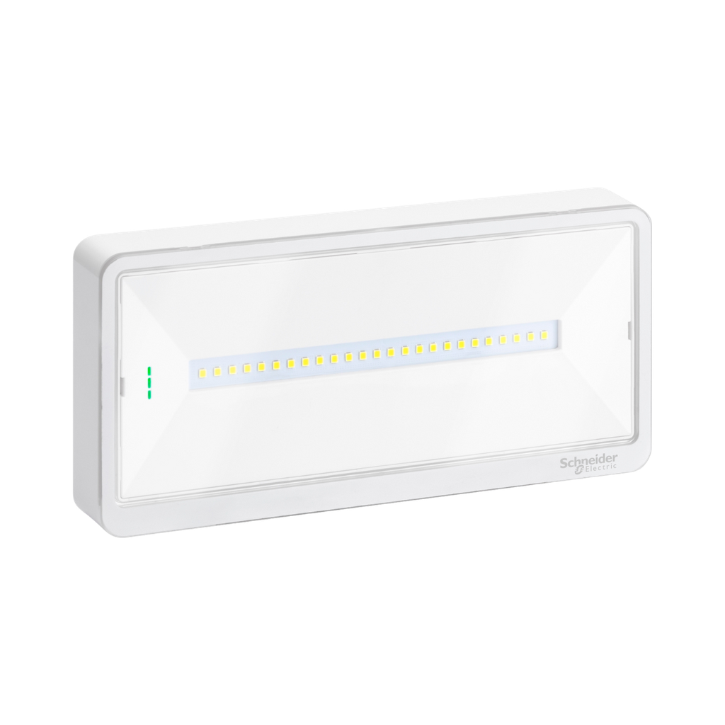 Schneider Electric Emergency luminaire, Exiway Light, Standard, Selectable Duration, 110lm, IP65, White