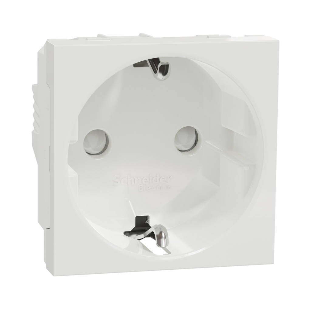 Schneider Electric Socket-Outlet, 2P+E, 16A, Schuko, With Shutter, White New Unica