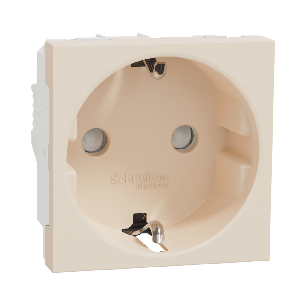 [NU303744] Schneider Electric Socket-Outlet, 2P+E, 16A, Schuko, With Shutter, Beige New Unica