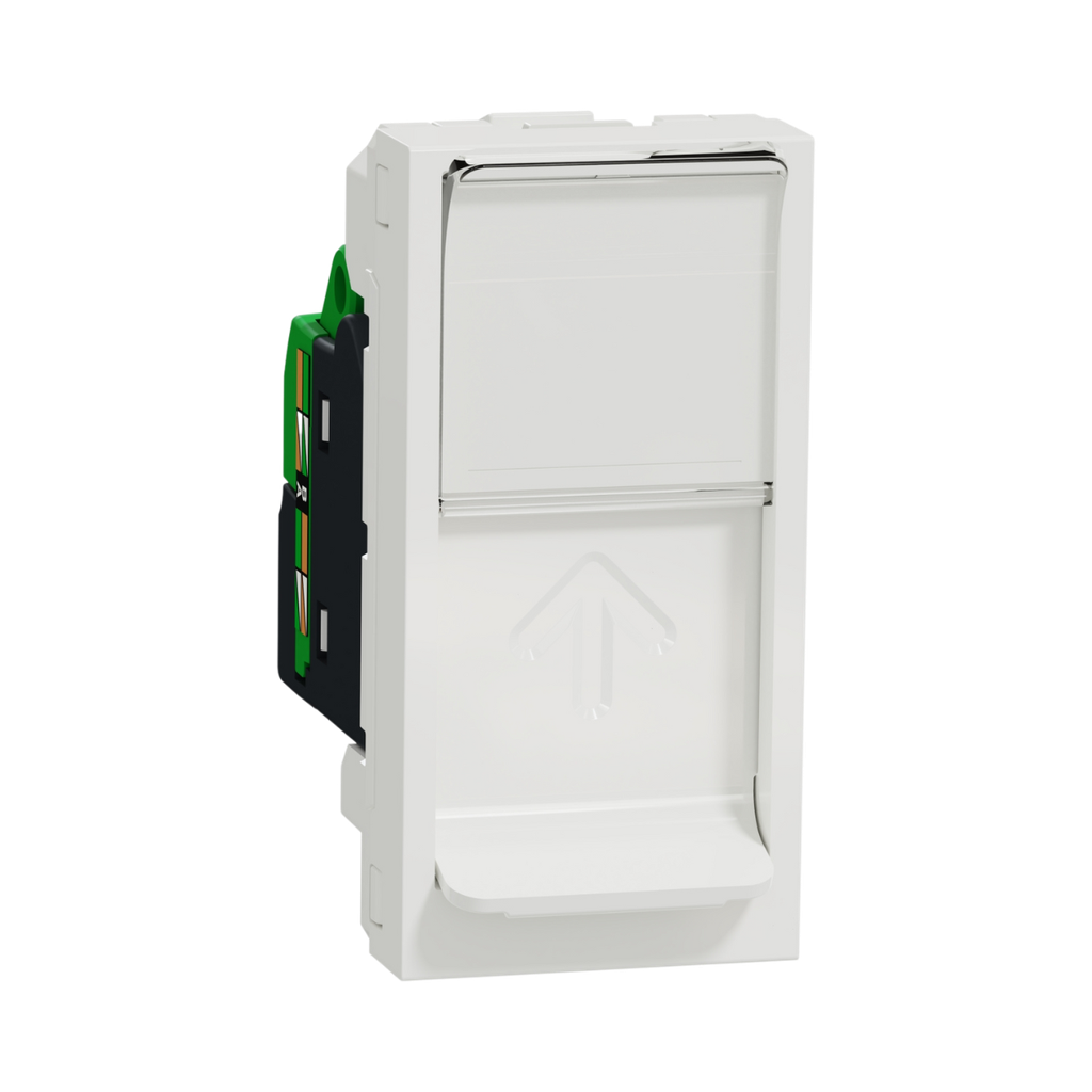 Schneider Electric Data Socket, Mechanism, RJ45, U/UTP, Straight, Click, Shuttered, White New Unica