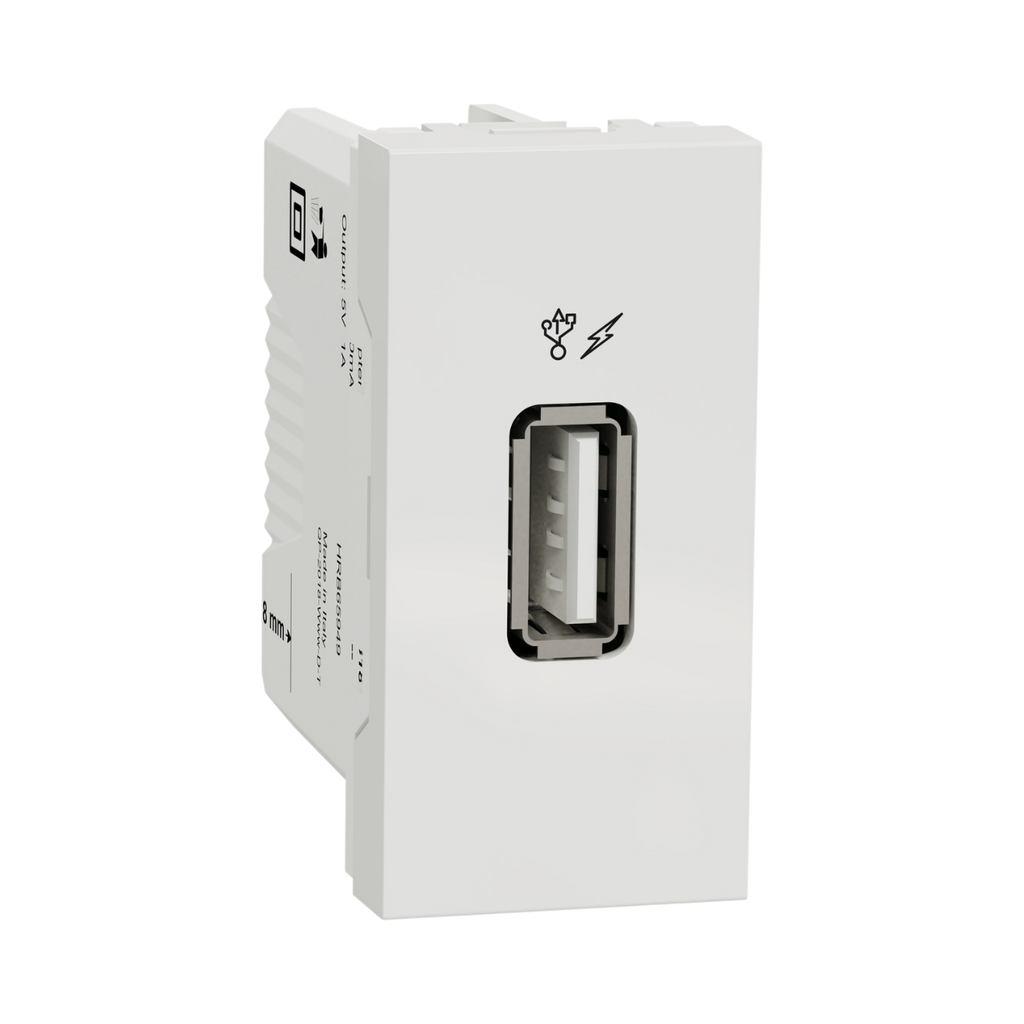 Schneider Electric USB Charger 1 A - 1 Module - Type A - White New Unica
