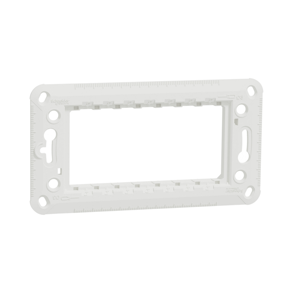 [NU7104P] Schneider Electric Rectangular Fixing Frame, New Unica, 4 Module, 1 Gang