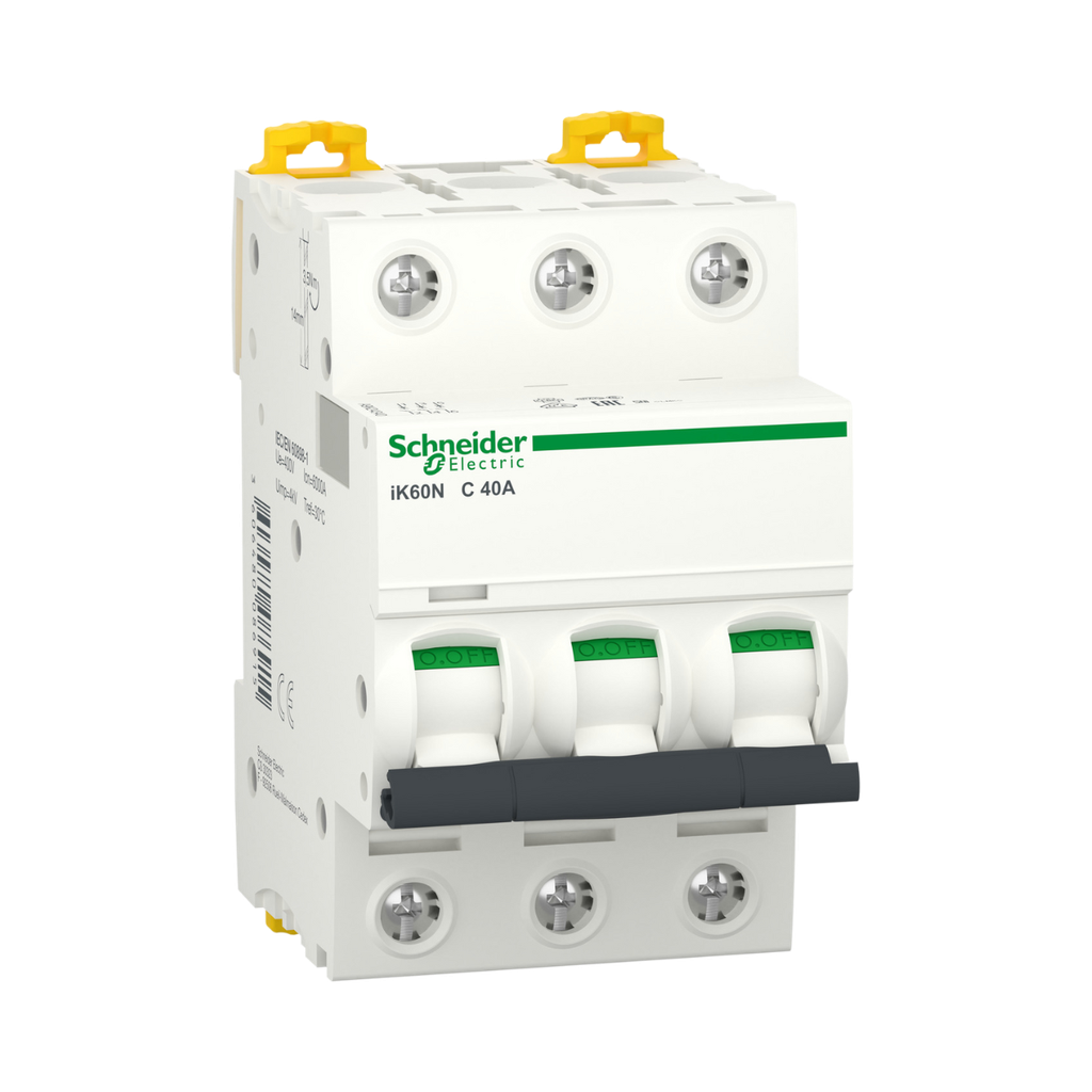 Schneider Electric Miniature Circuit-Breaker, Acti9 iK60N, 3P, 40 A, C Curve, 6000 A (IEC 60898-1)