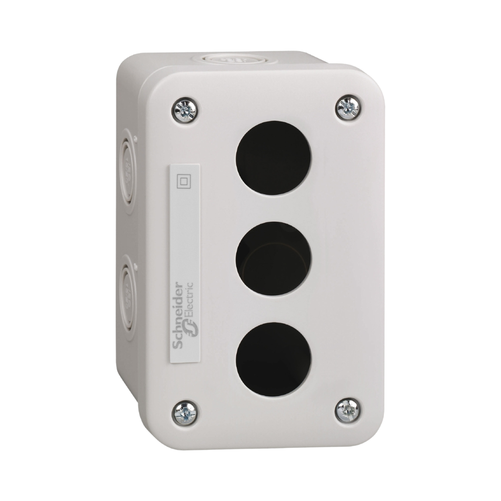 Schneider Electric Empty Control Station, Plastic, light Grey, 3 Cut-outs, for XB7