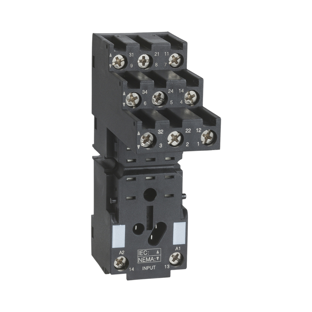 Schneider Electric Socket, Separate Contact, 10 A, Relay Type RXM3, Screw Connector, 250 V AC