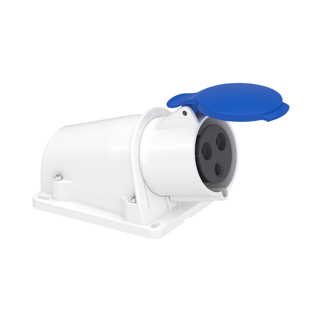Schneider Electric Mureva PratiKa Socket - Screw 200...250 V AC - Wall PK, Wall-Mounted, Angled, 32A, 2P+E, IP44 