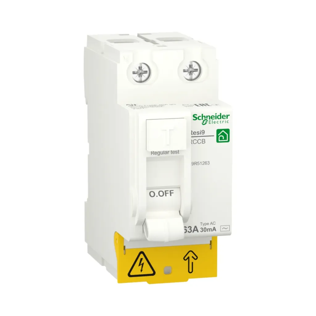[R9R51263] Schneider Electric Residual Current Circuit Breaker (RCCB), Resi9, 2P, 63A, AC Type, 30mA
