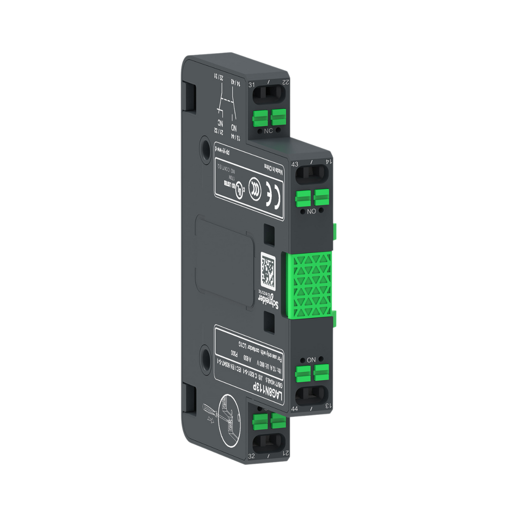 Schneider Electric Auxiliary Contact Block, TeSys Giga Contactor,1NO + 1NC, Lateral Face Side Mounting, Push-In Terminals L1/R1