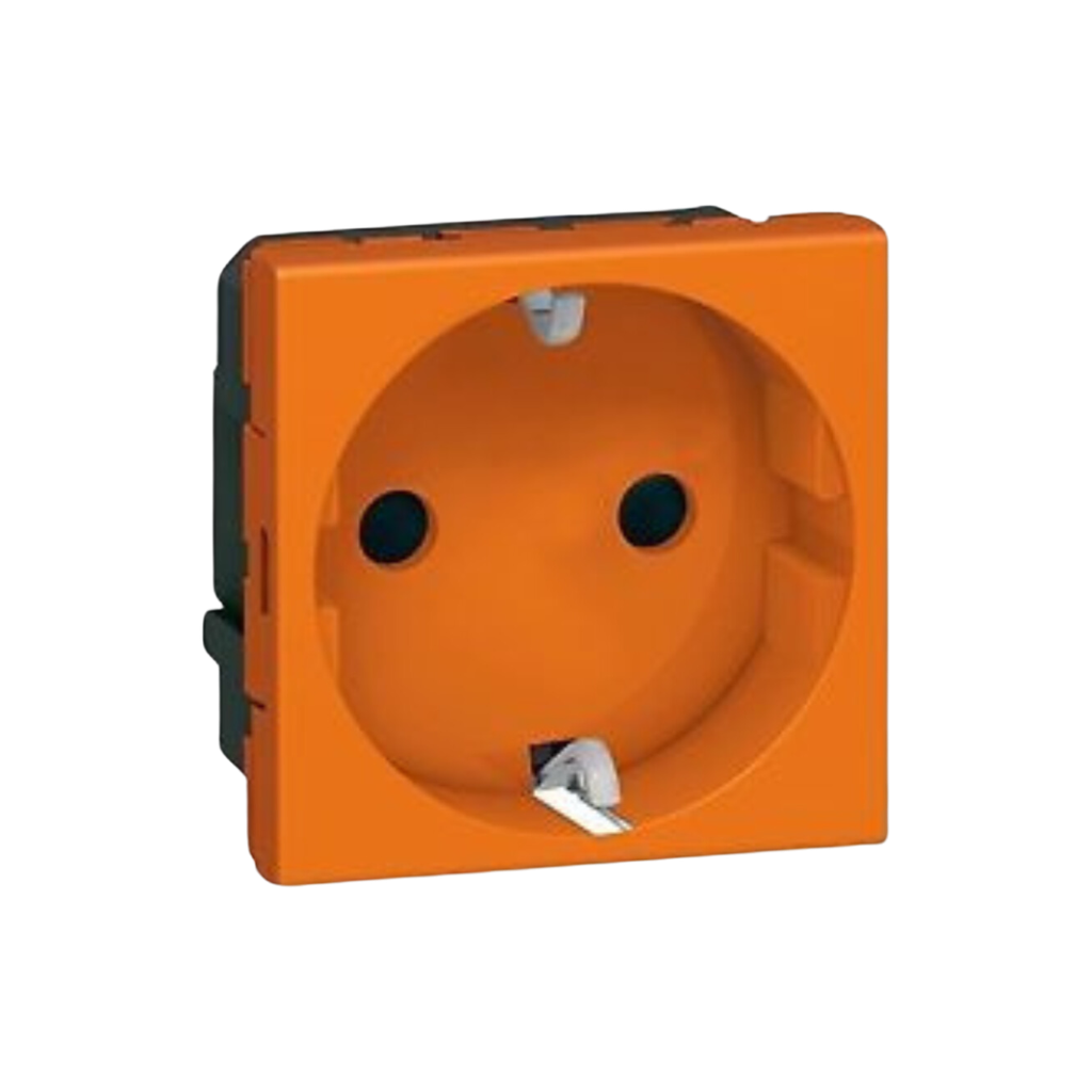 Legrand German Socket Arteor 16 A 2P+E shuttered - 2 modules - orange