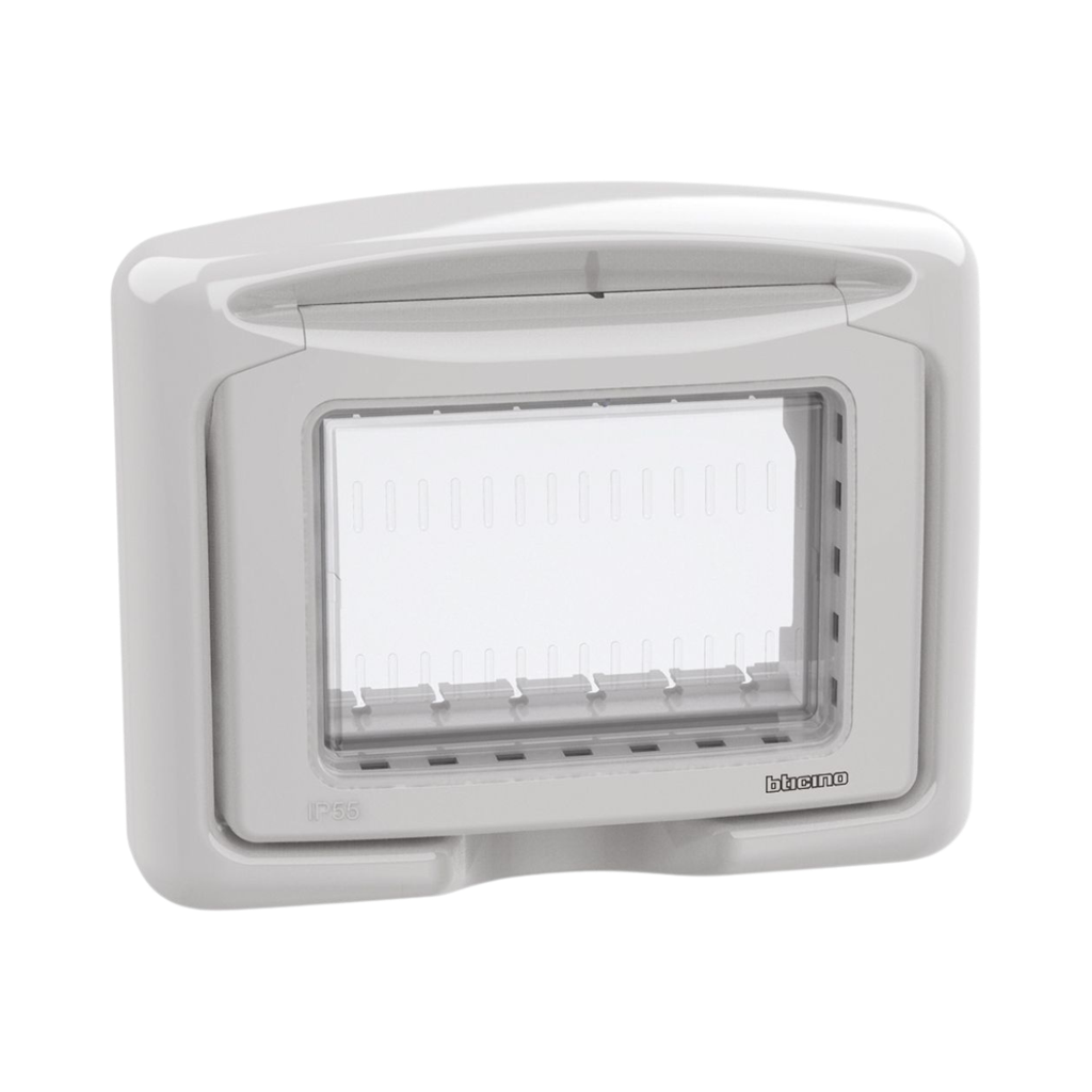 [27603] Bticino Classia IP55 Waterproof Covers - Grey Color - 3 Modules