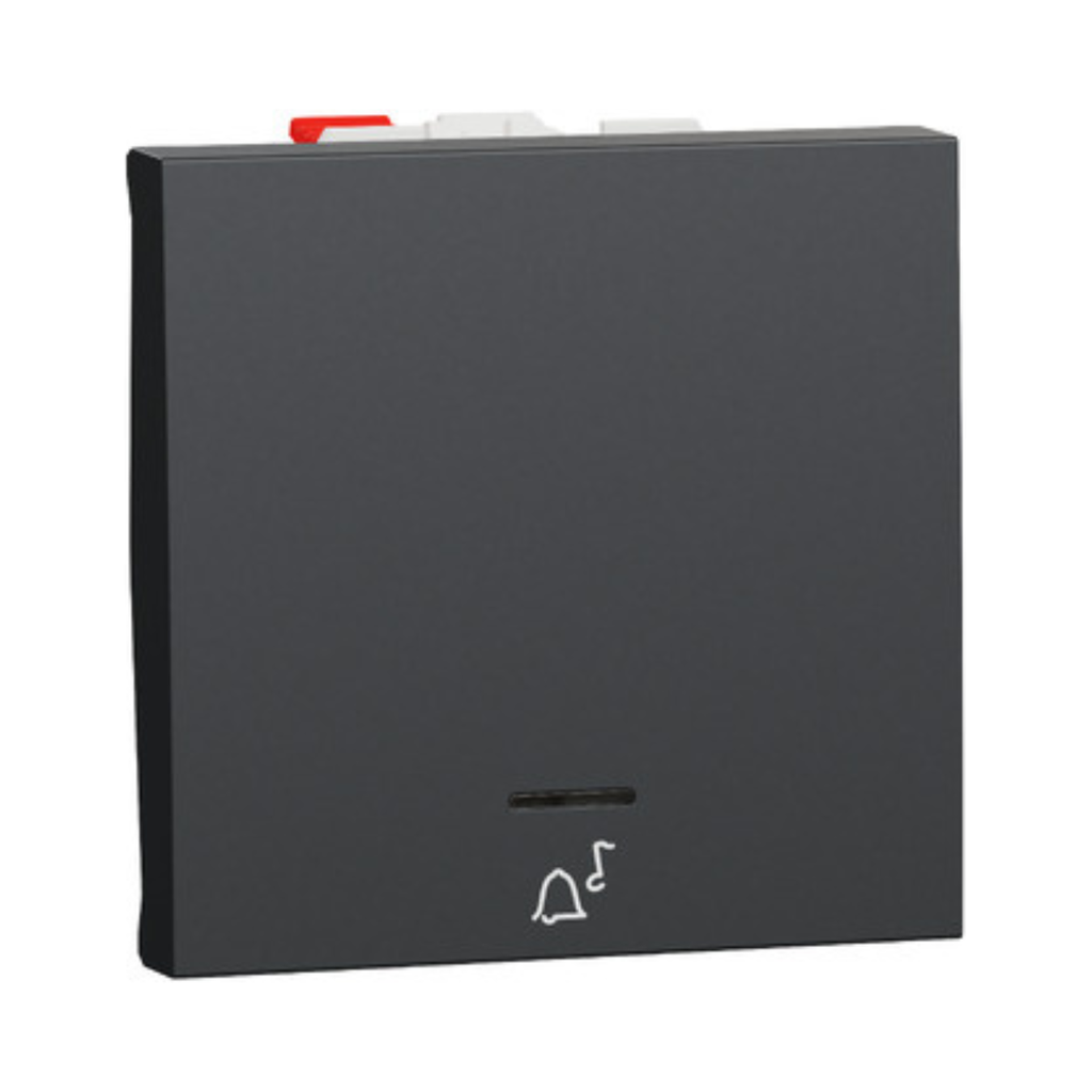 Schneider Electric Push-button, New Unica, + NO push-button, 10A, 2 modules, screwless terminals, painted, IP4X, anthracite 