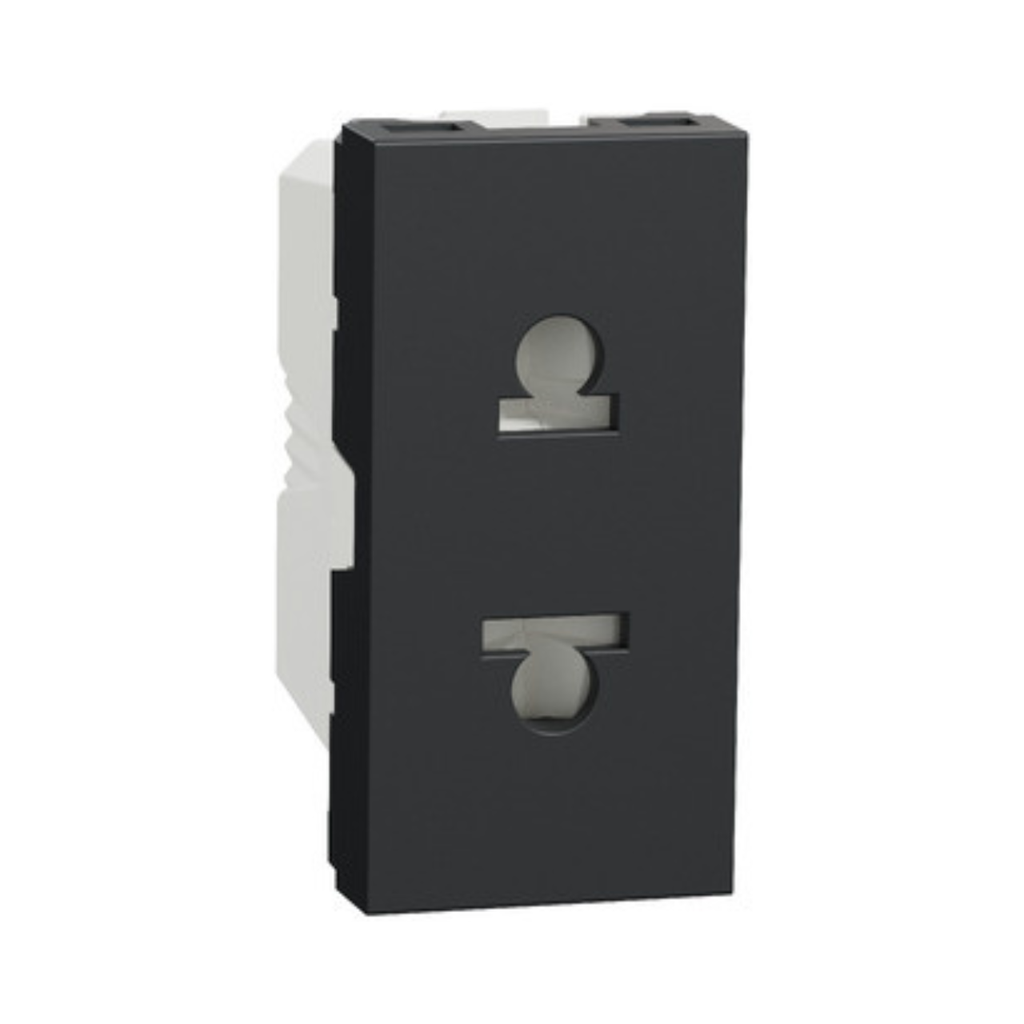 Schneider Electric Socket-outlet, New Unica, 2P, 16A, Euroamerican, with shutter, anthracite 