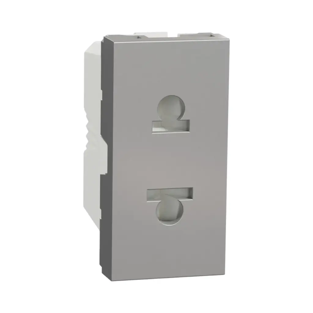 Schneider Electric Socket-outlet, New Unica, 2P, 16A, Euroamerican, With Shutter, Aluminium 