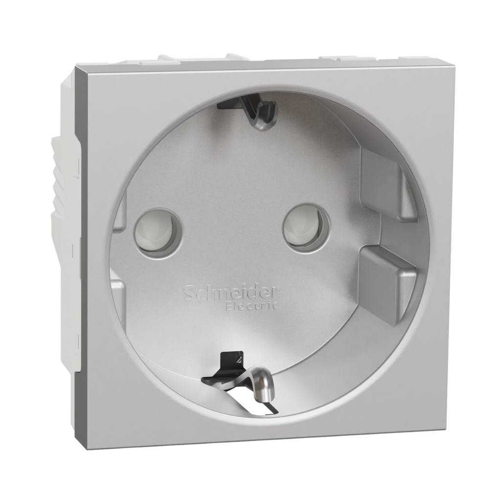 Schneider Electric Socket-Outlet, New Unica, Mechanism, 2P + E, 16A, Schuko, With Shutter, Painted, Aluminum 
