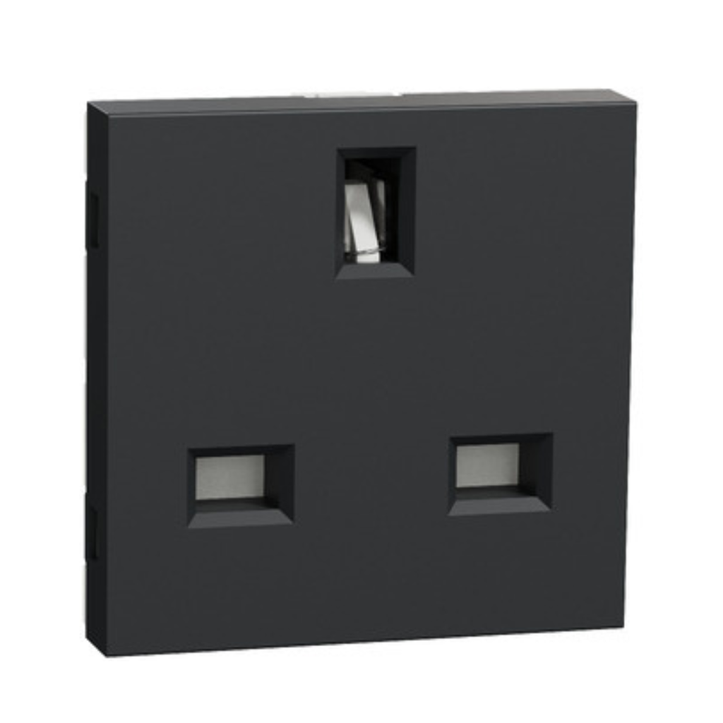 Schneider Electric Socket-outlet, New Unica, 2P+E, 13A, British, with shutter, 2 modules, anthracite 