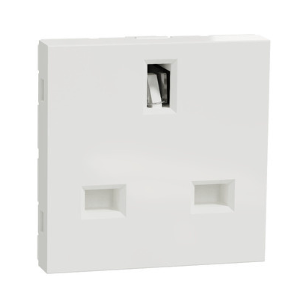 Schneider Electric Socket-outlet, New Unica, 2P+E, 13A, British, with shutter, 2 modules, white 