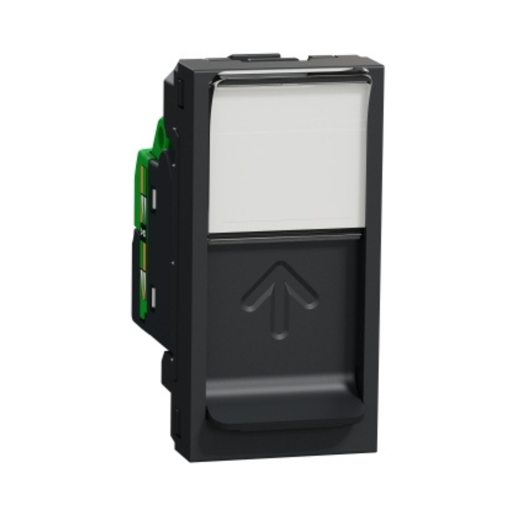 Schneider Electric Data socket, New Unica, mechanism, RJ45, U/UTP, straight, click, shuttered, anthracite 