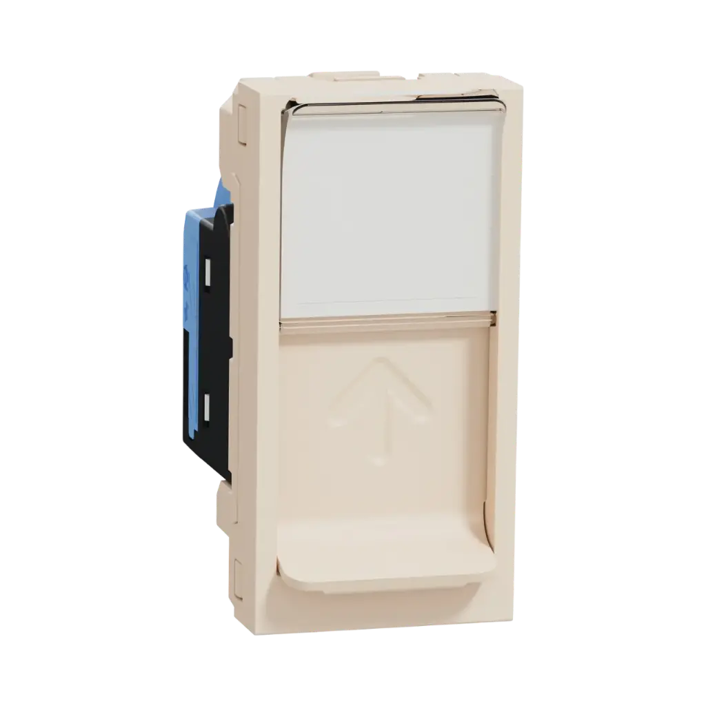Schneider Electric Data socket, New Unica, Mechanism, RJ45, U/UTP, Straight, Click, Shuttered, Beige 