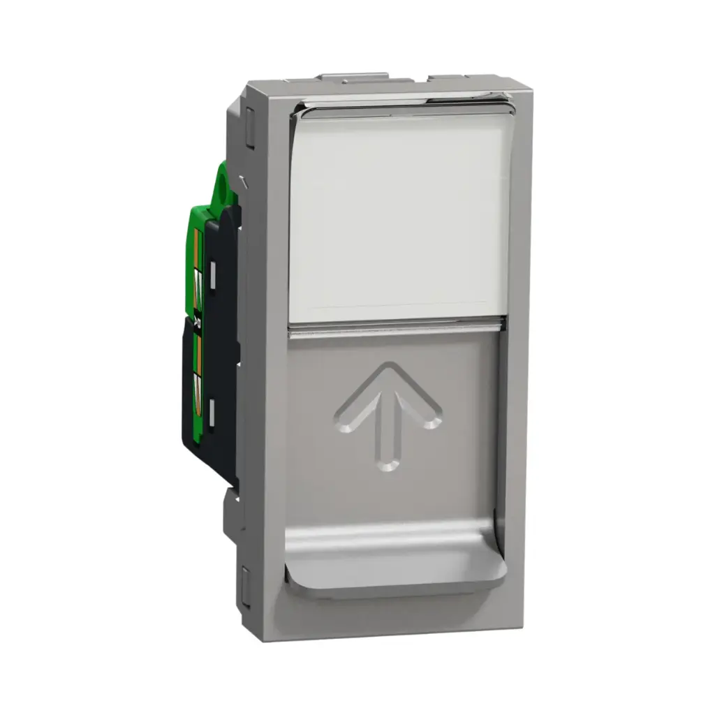 [NU341430] Schneider Electric Data Socket, New Unica, Mechanism, RJ45, U/UTP, Straight, Click, Shuttered, Aluminium 