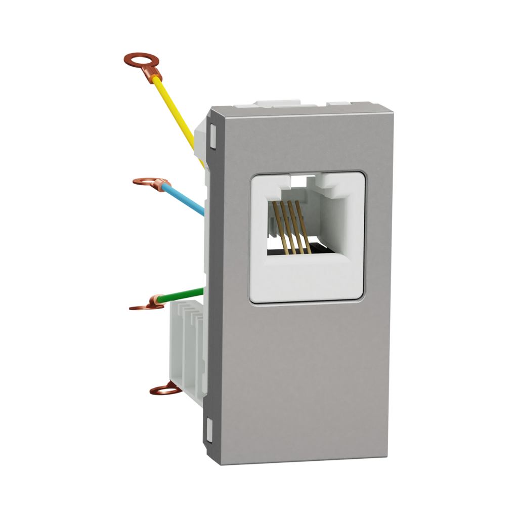 Schneider Electric New Unica - Telephone Socket - 1 x RJ12 - 1 m - Aluminum 