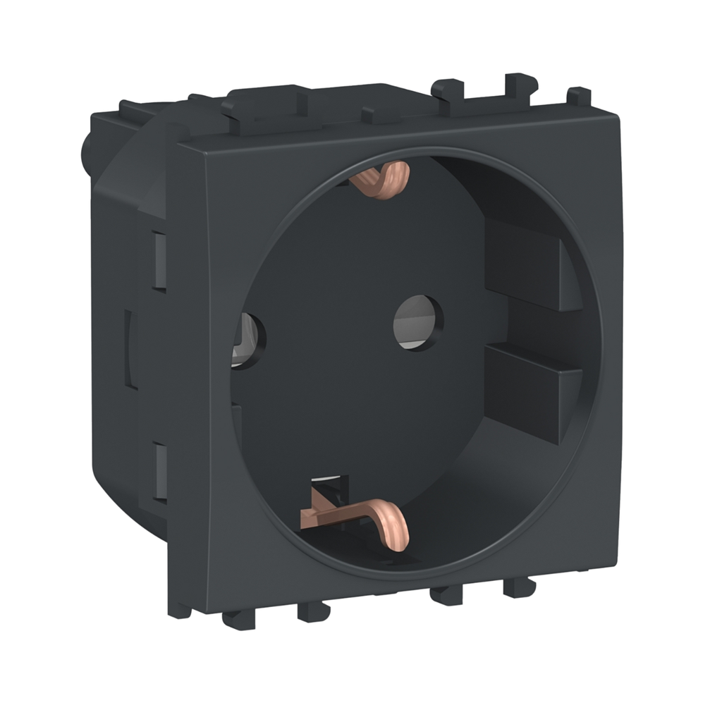 Schneider Electric Easy Styl Socket Outlet 2P+E With Shutters 2 Modules Black 