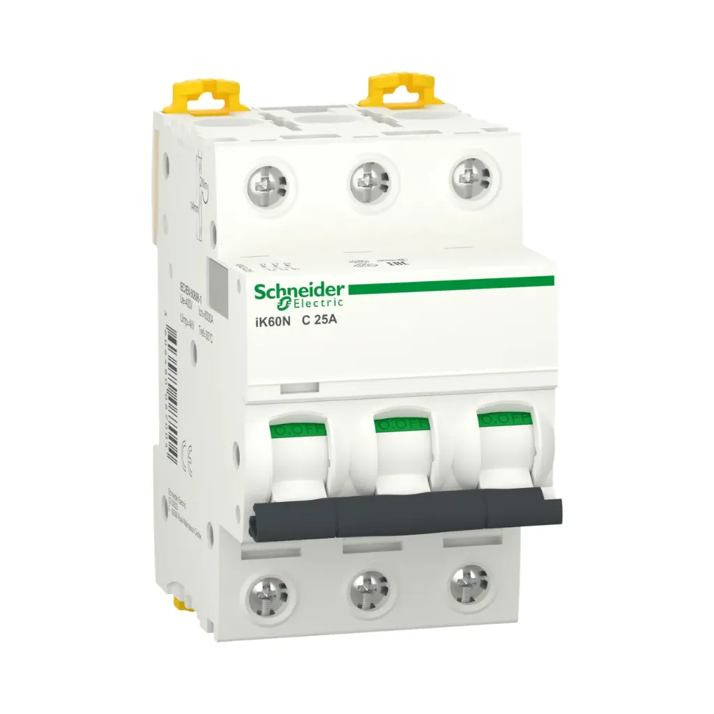 [A9K24325] Schneider Electric Miniature Circuit Breaker (MCB), Acti9 iK60N, 3P, 25A, C Curve, 6000A (IEC/EN 60898-1)