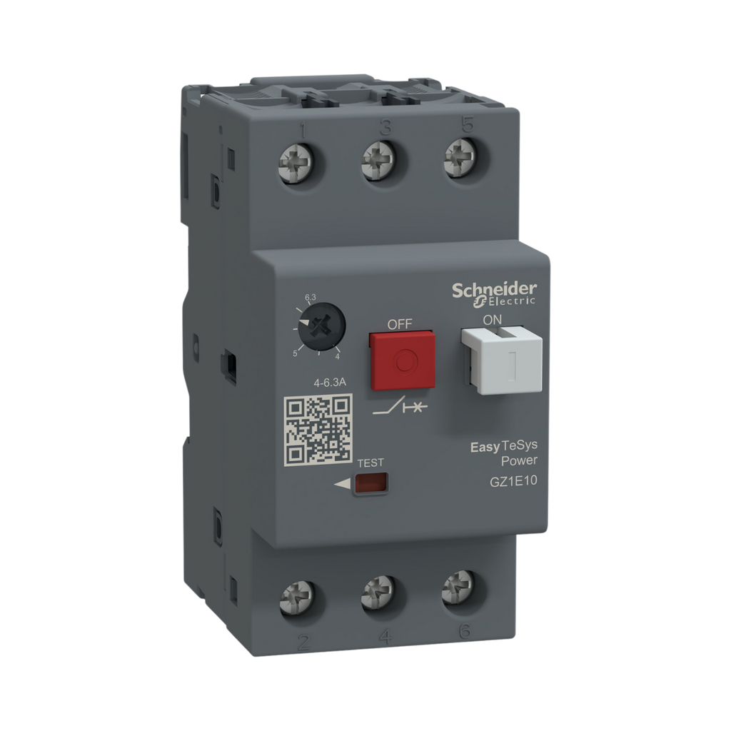 Schneider Electric Motor Circuit Breaker, Easy TeSys Power, GZ1E,AC-3,3P,4..6.3A, Thermal Magnetic Trip 