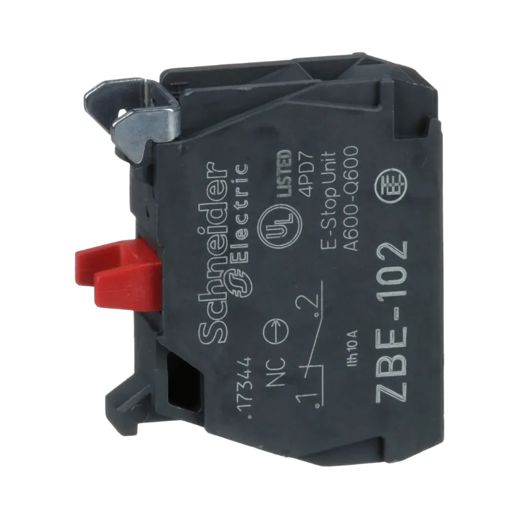 [ZBE102] Schneider Electric Single Contact Block, Harmony XB4, Silver Alloy, Screw Clamp Terminal, 1NC