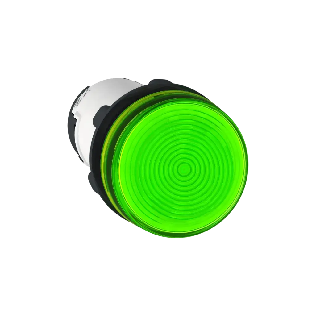 Schneider Electric Monolithic Pilot Light, Harmony XB7, Plastic, Green, 22mm, Plain Lens For BA9s Bulb, lt 250V 