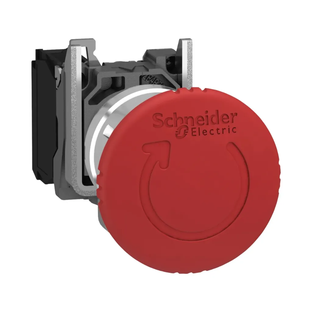[XB4BS8442] Schneider Electric Emergency Switching Off Push Button, Harmony XB4, Metal, Red Mushroom 40mm, 22mm, Trigger Latching Turn To Release, 1NC