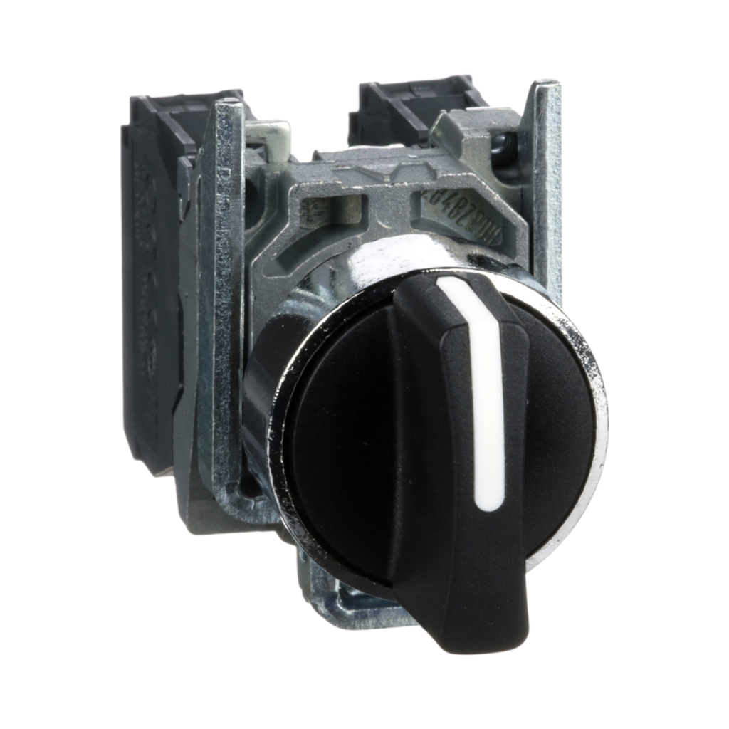 Schneider Electric Selector Switch, Harmony XB4, Metal, Black, 22mm, 3 Positions, Stay Put, 2NO 
