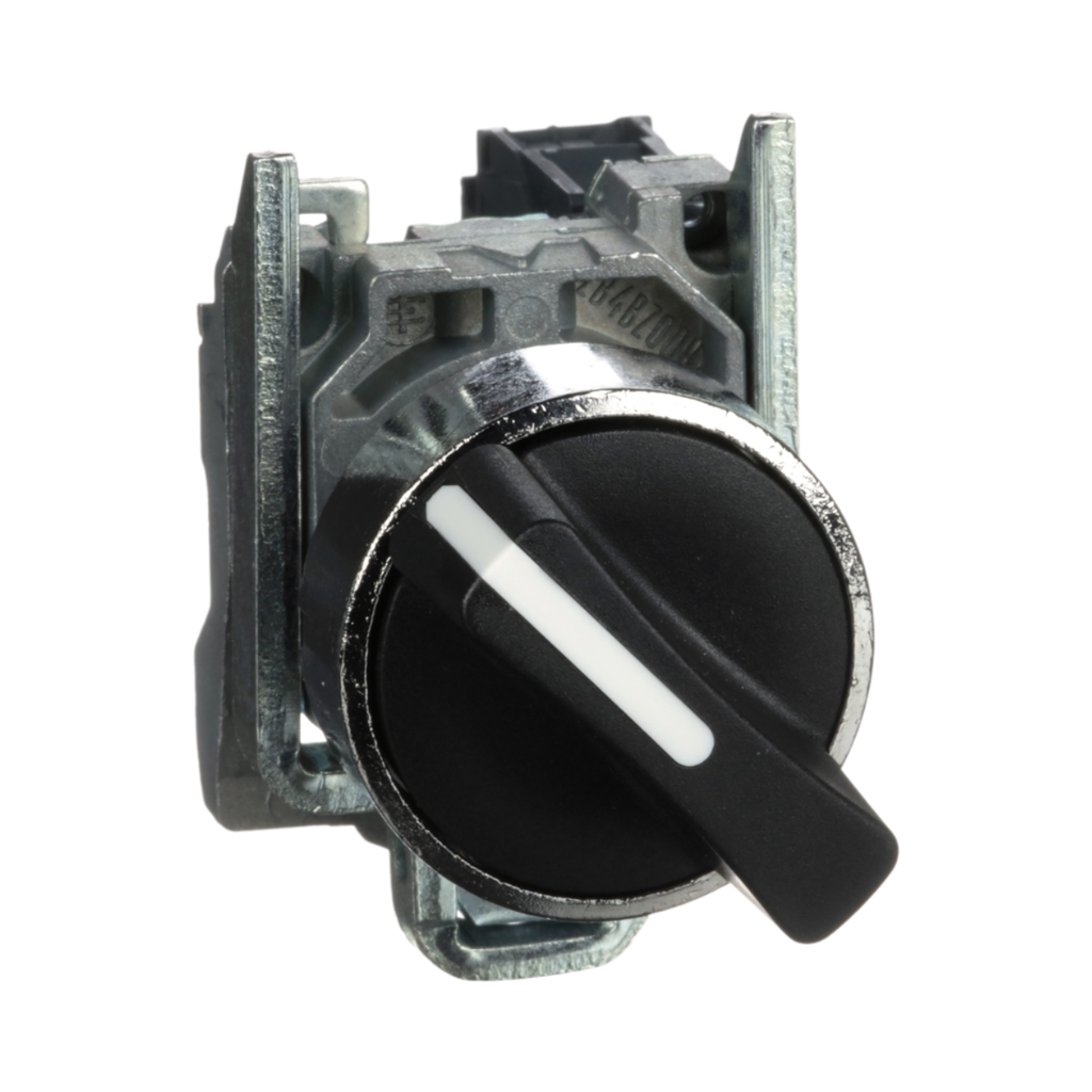 Schneider Electric Selector switch, Harmony XB4, Metal, Black, 22mm, 2 Positions, Stay Put, 1NO 