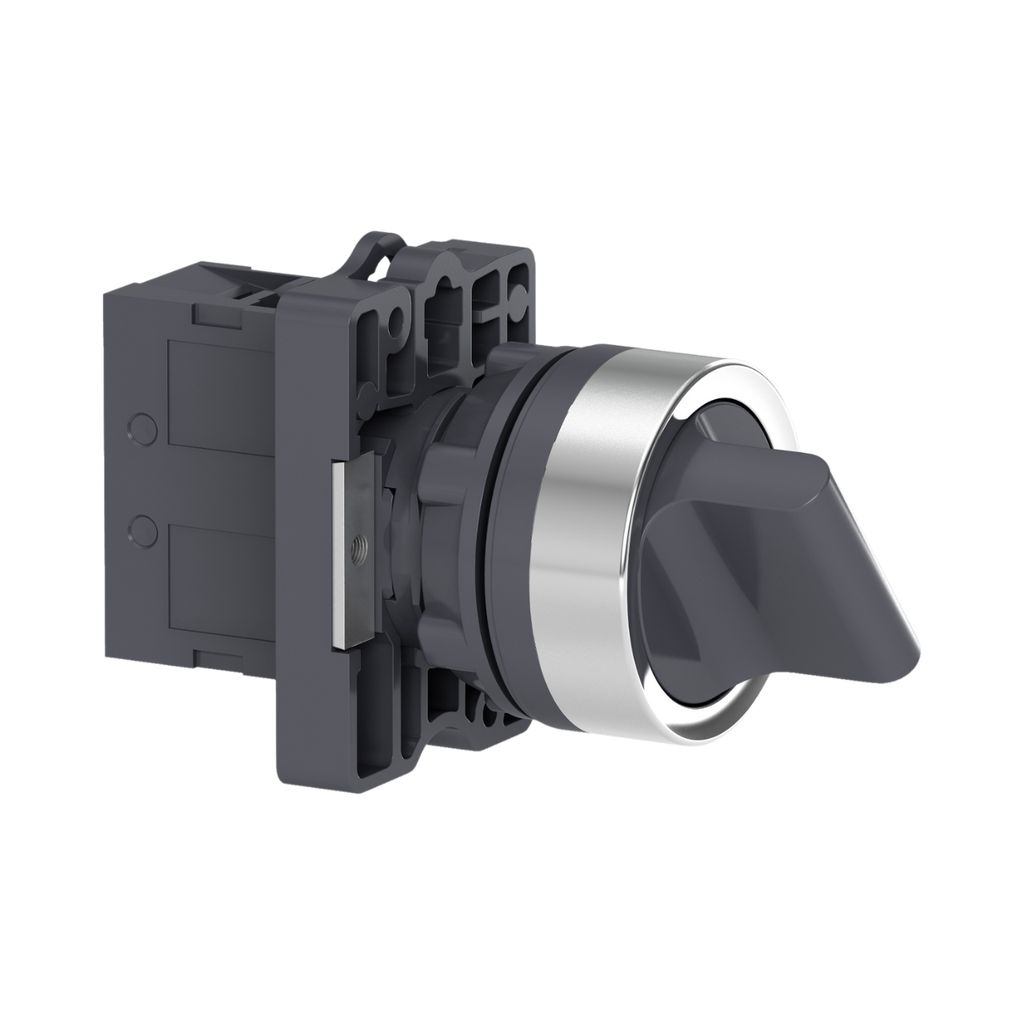 Schneider Electric Complete Selector Switch, Easy Harmony XA2, Plastic, Black, 22mm, 2 Positions, Stay Put, 1NO 
