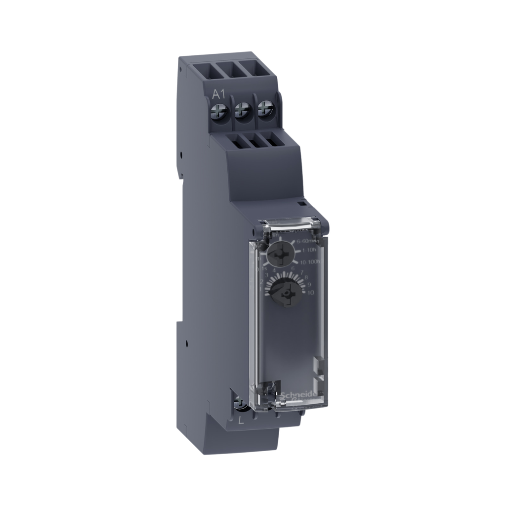 [RE17LAMW] Schneider Electric Single Function Relay, Harmony Timer Relays, 0.7A, 1CO, 0,1s..100h, On Delay, Solid State Output, 24..240V AC DC 