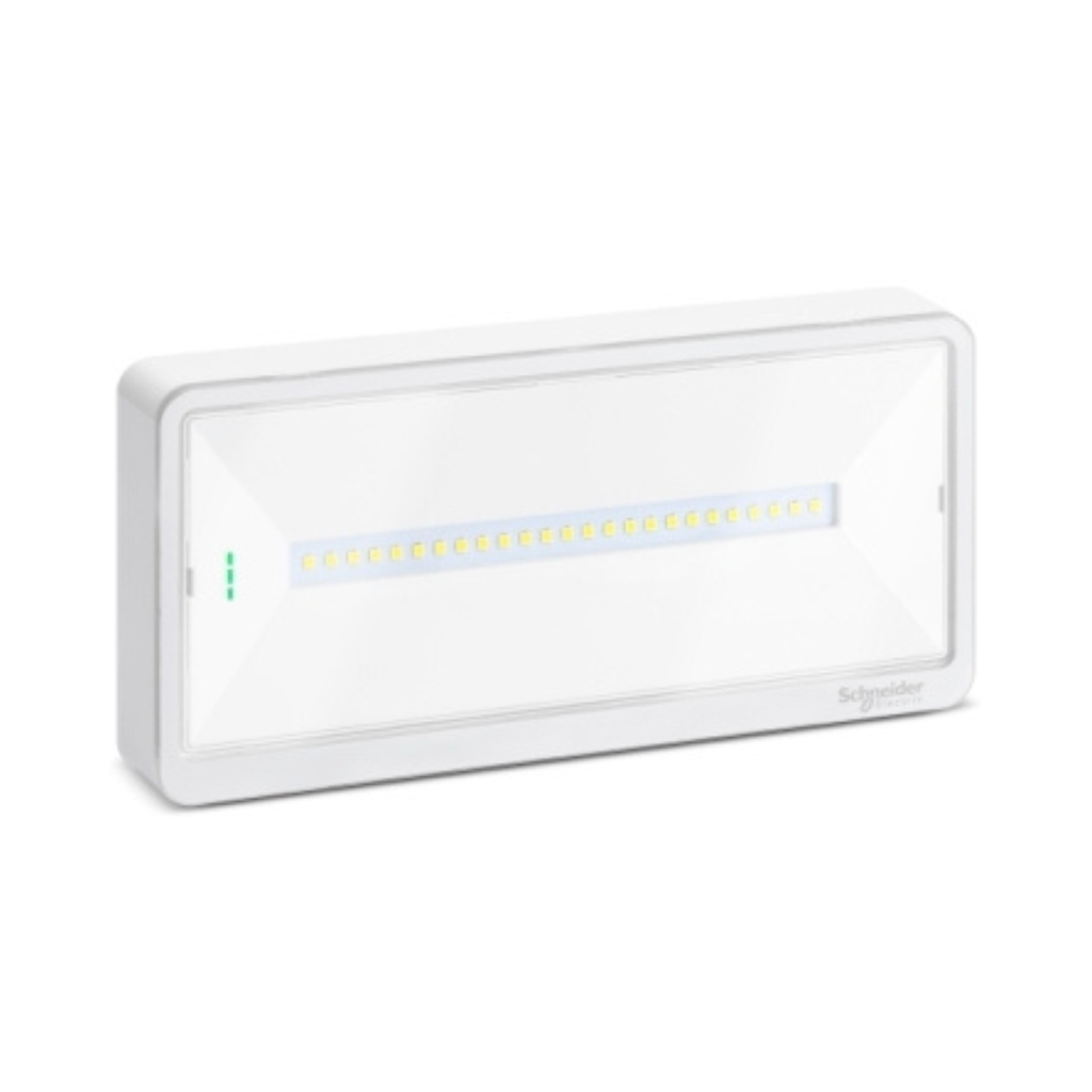 Schneider Electric Emergency luminaire, Exiway Light, Standard, Selectable Duration, 250lm, IP65, White 