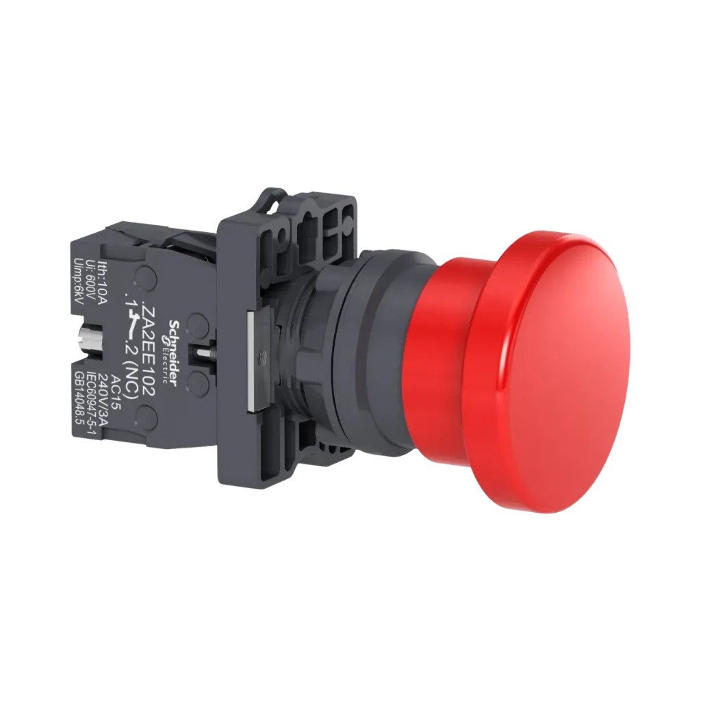 [XA2EC42] Schneider Electric Complete Push Button, Easy Harmony XA2, Plastic, Red Mushroom Head 40mm, 22mm, 1NC