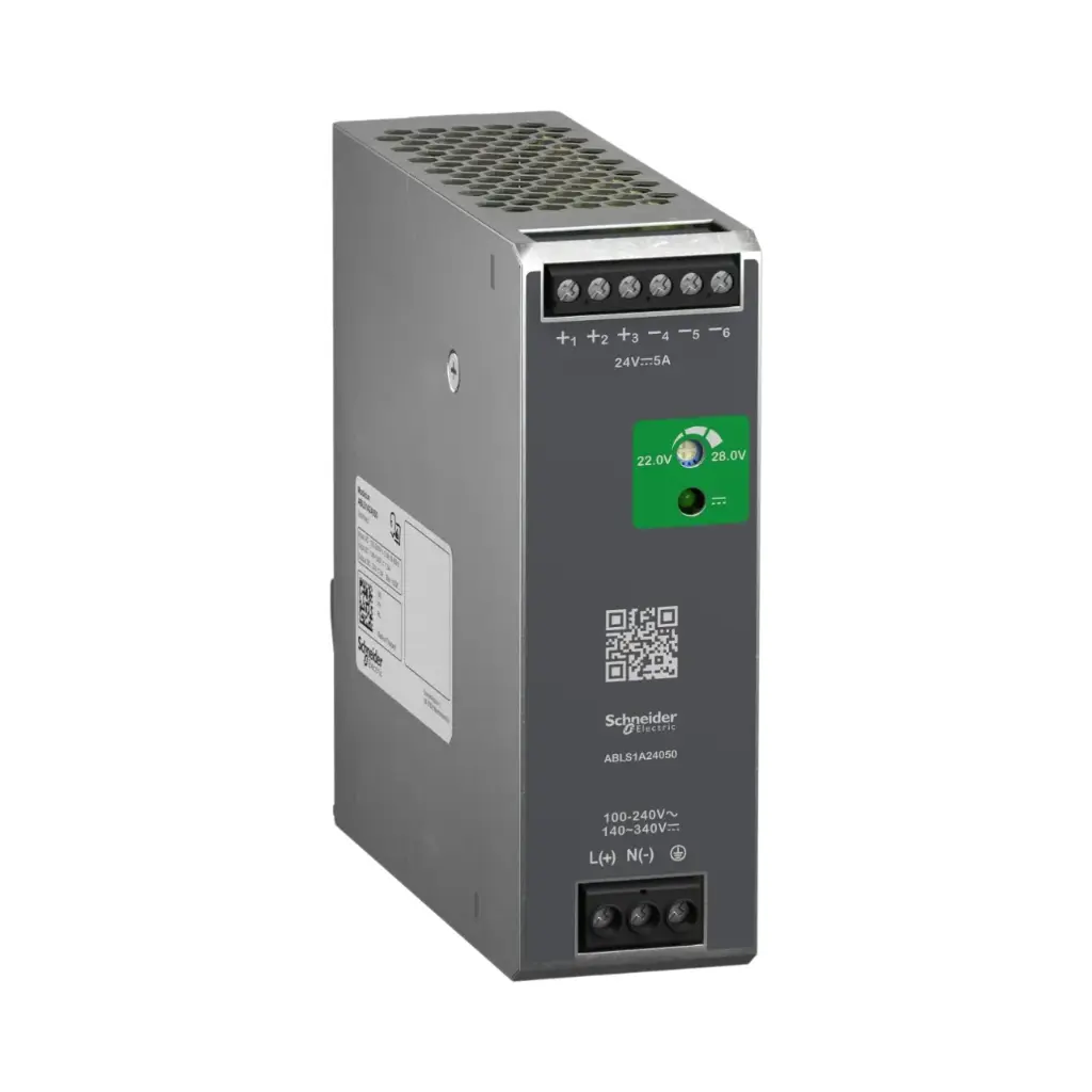 Schneider Electric Regulated Power Supply, 100 to 240V AC, 24V, 5A, Single Phase, Optimized 