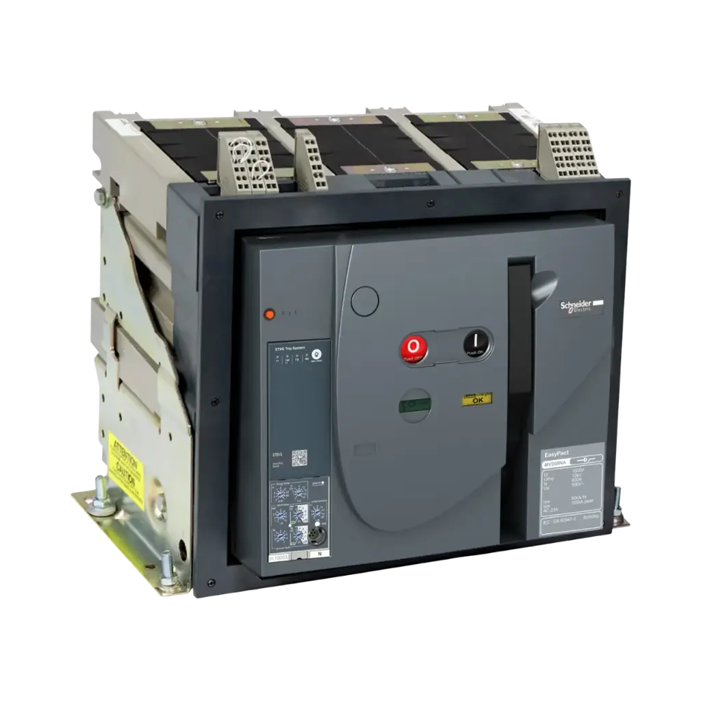 Schneider Electric Circuit Breaker, EasyPact MVS, 3 Poles, 800A, 65kA, MF, ET2, Fixed, Manual 