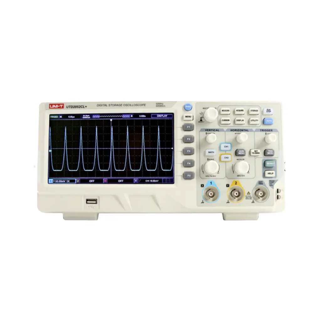 [UTD2052CL+] Uni-T Digital Storage Oscilloscope - 2 Channels 25Gsps 24Mpts 100MHz 7” Colour TFT LCD Display
