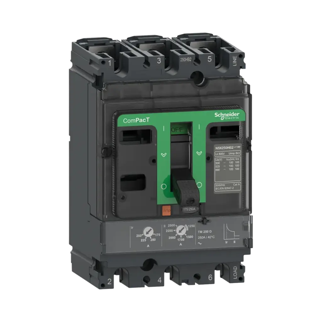 [C25H3TM250] Schneider Electric Circuit Breaker, ComPacT NSX250H, 70kA/415VAC, 3 Poles, TMD Trip Unit 250A 