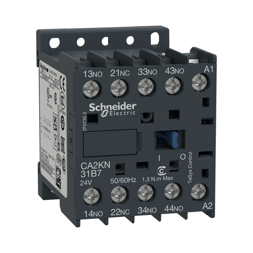 Schneider Electric Control Relay, TeSys K, 4P(3NO+1NC), 690V, 110V AC Coil 