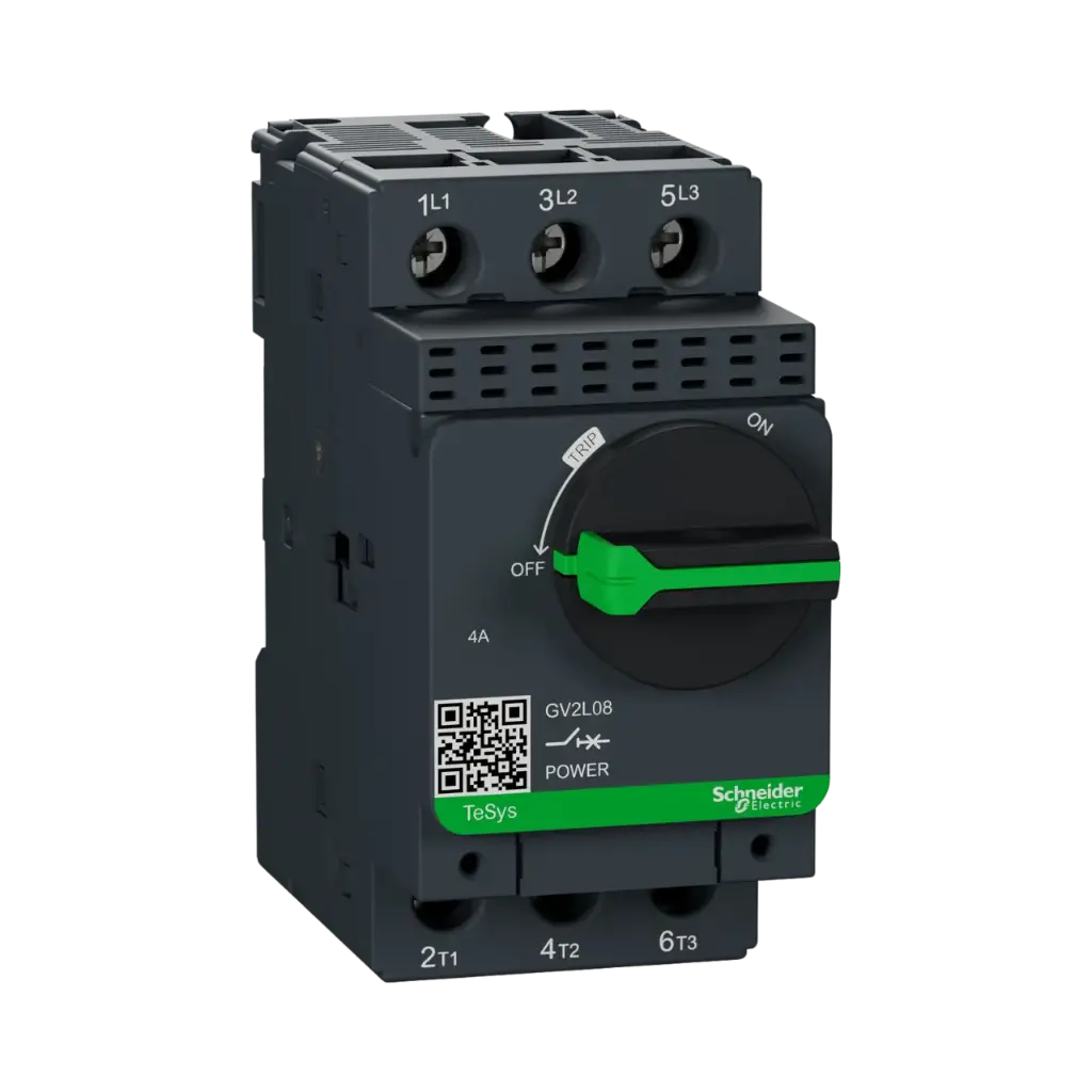 [GV2L08] Schneider Electric Motor Circuit Breaker,TeSys Deca Frame 2,3P,4A, Magnetic, Rotary Handle, Screw Clamp Terminals 