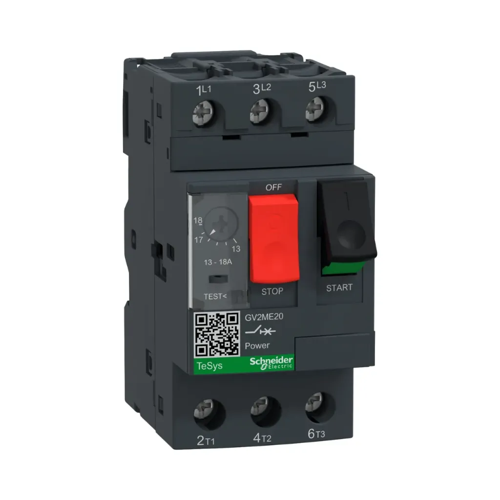Schneider Electric Motor Circuit Breaker, TeSys Deca, 3P, 13 to 18A, Thermal Magnetic, Screw Clamp Terminals, Button Control