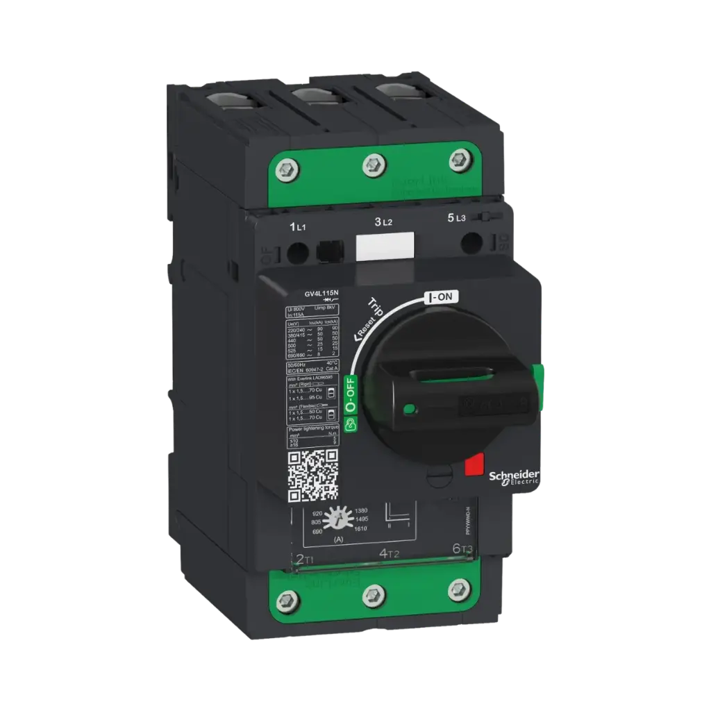 Schneider Electric Motor Circuit Breaker, TeSys GV4, 3P, 115A, Icu 50kA, Magnetic, EverLink Terminals 